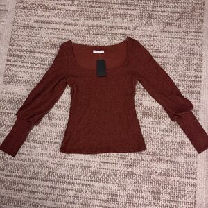 Final Touch Rust Square Neck Blouse